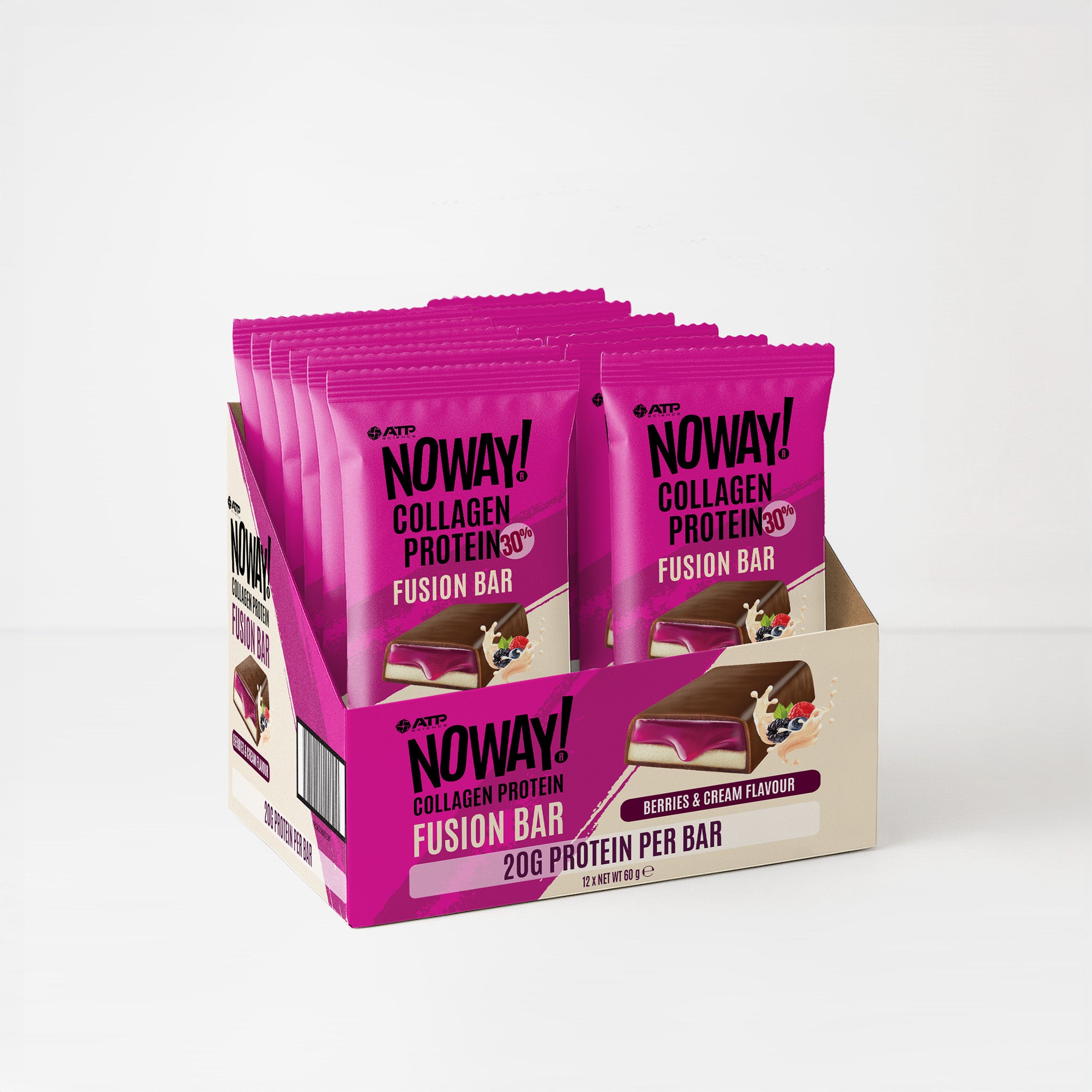 NOWAY Collagen Fusion Bar Box of 12 - Berries & Cream