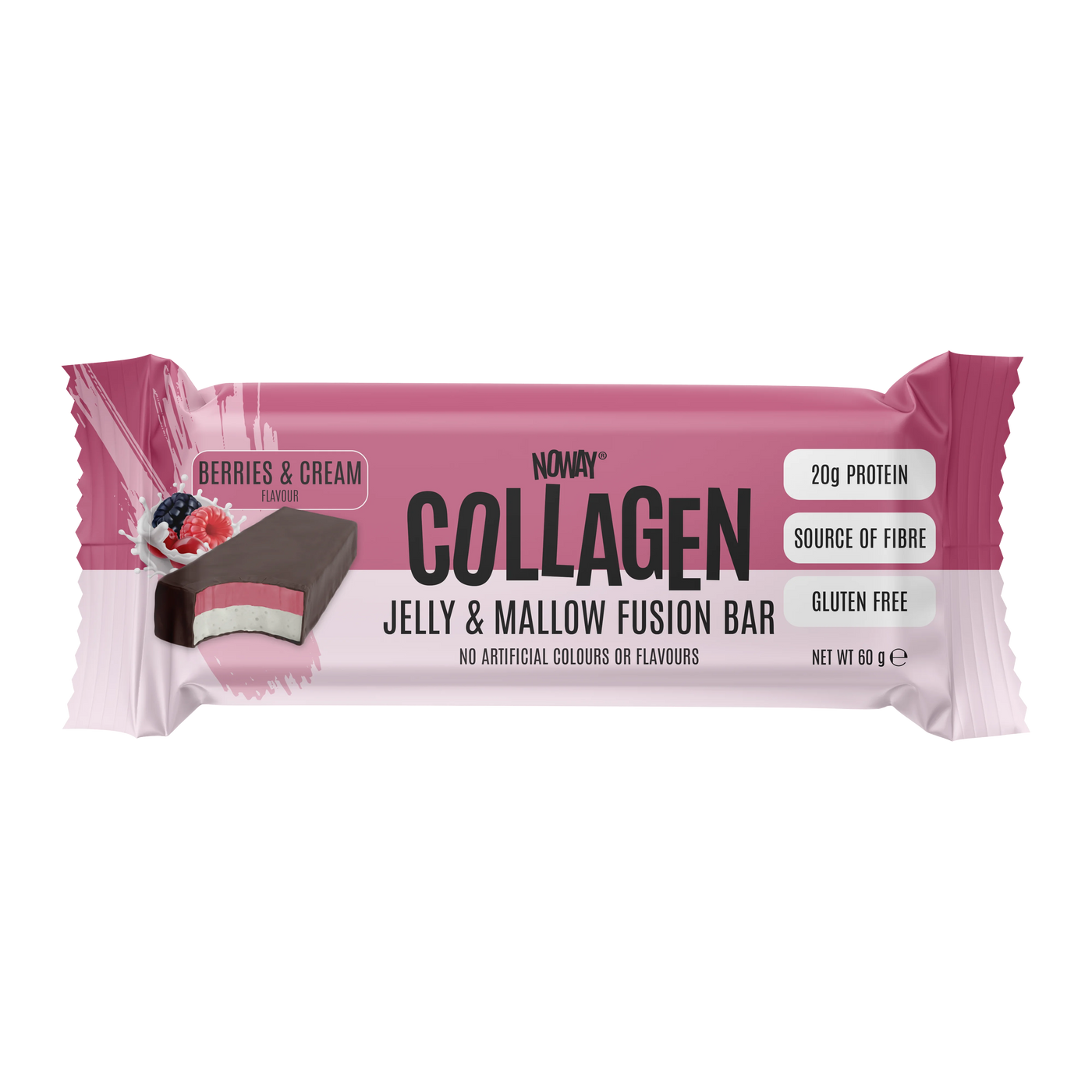 NOWAY Collagen Fusion Bar Box of 12 - Berries & Cream