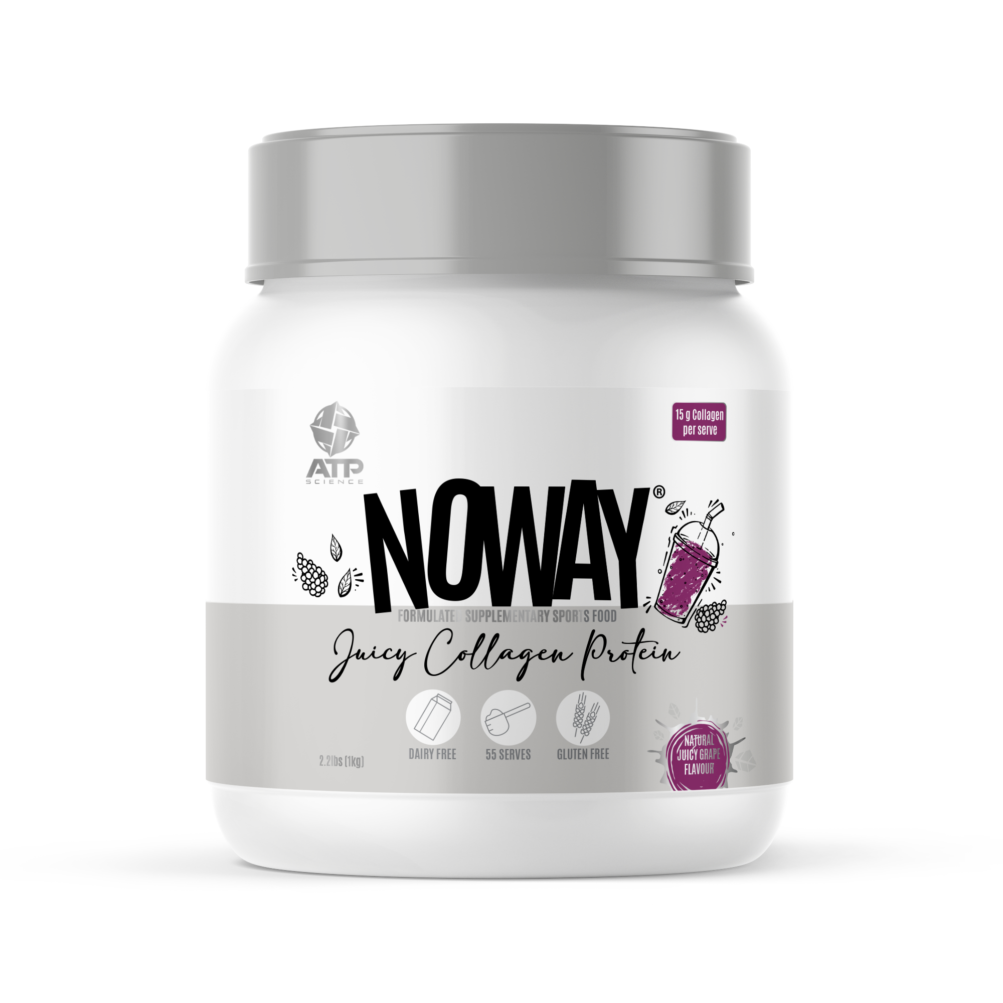 NOWAY Collagen Supplement - 2.2LBS Natural Juicy Grape Flavour - Short Expiry