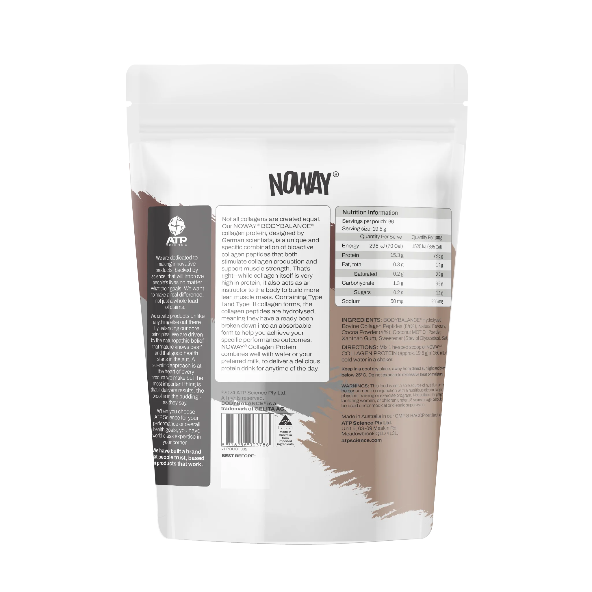 NOWAY Collagen Protein 1.3kg Bulk Pouch - Chocolate