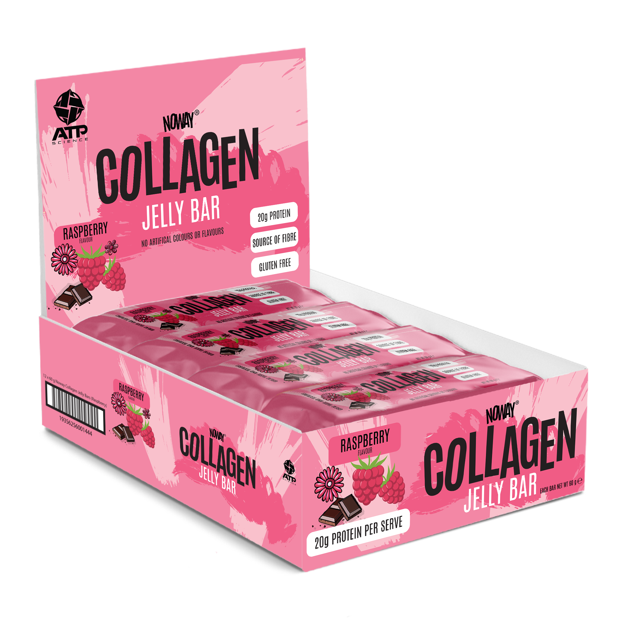 NOWAY Collagen Jelly Bar Box of 12 - Raspberry