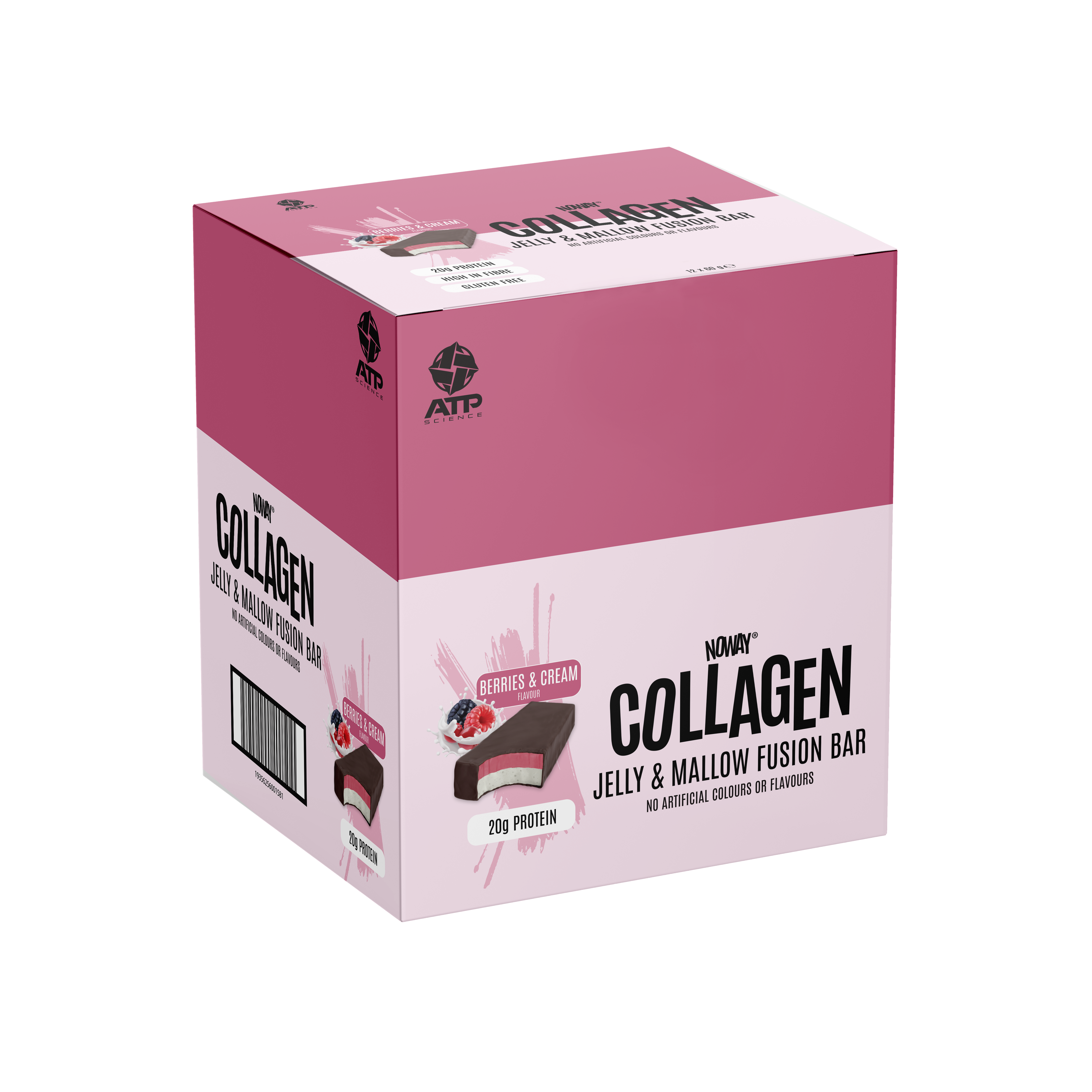 NOWAY Collagen Fusion Bar Box of 12 - Berries & Cream