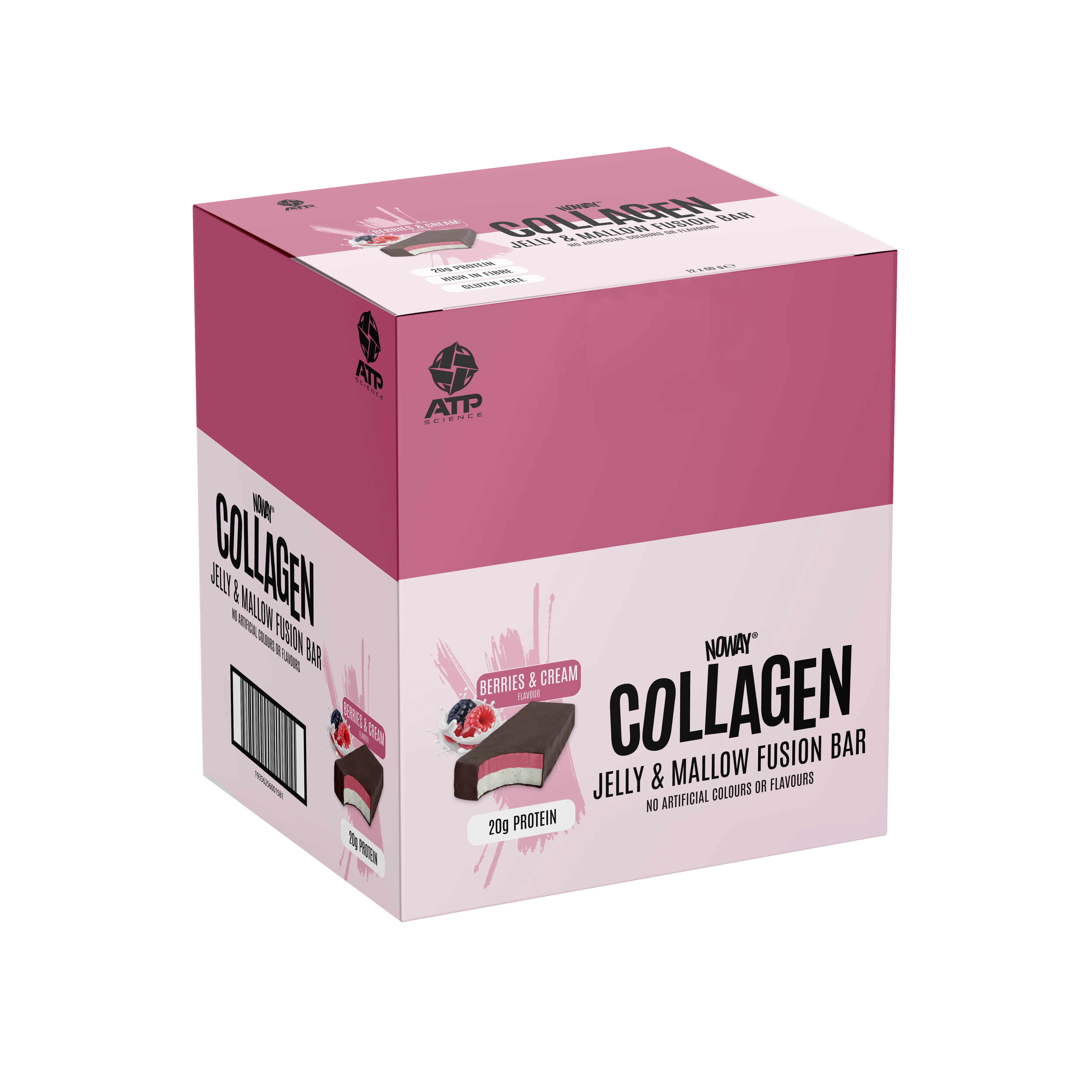 NOWAY Collagen Fusion Bar Box of 12 - Berries & Cream