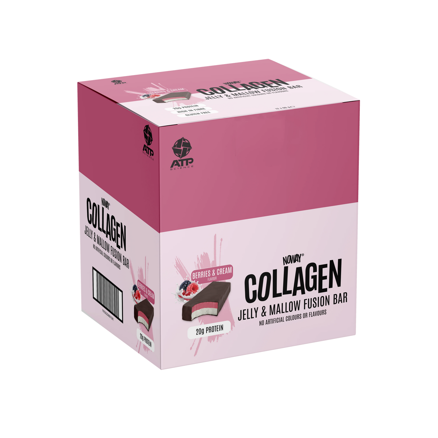 NOWAY Collagen Fusion Bar Box of 12 - Berries & Cream