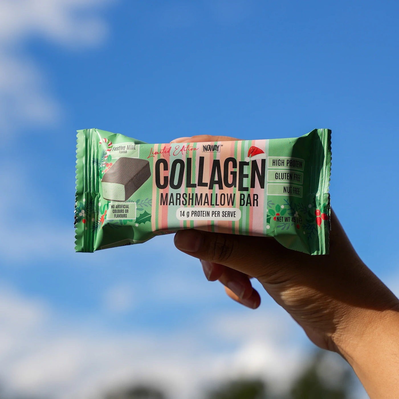 NOWAY Collagen Marshmallow Bar Box of 12 - Festive Mint Limited Edition