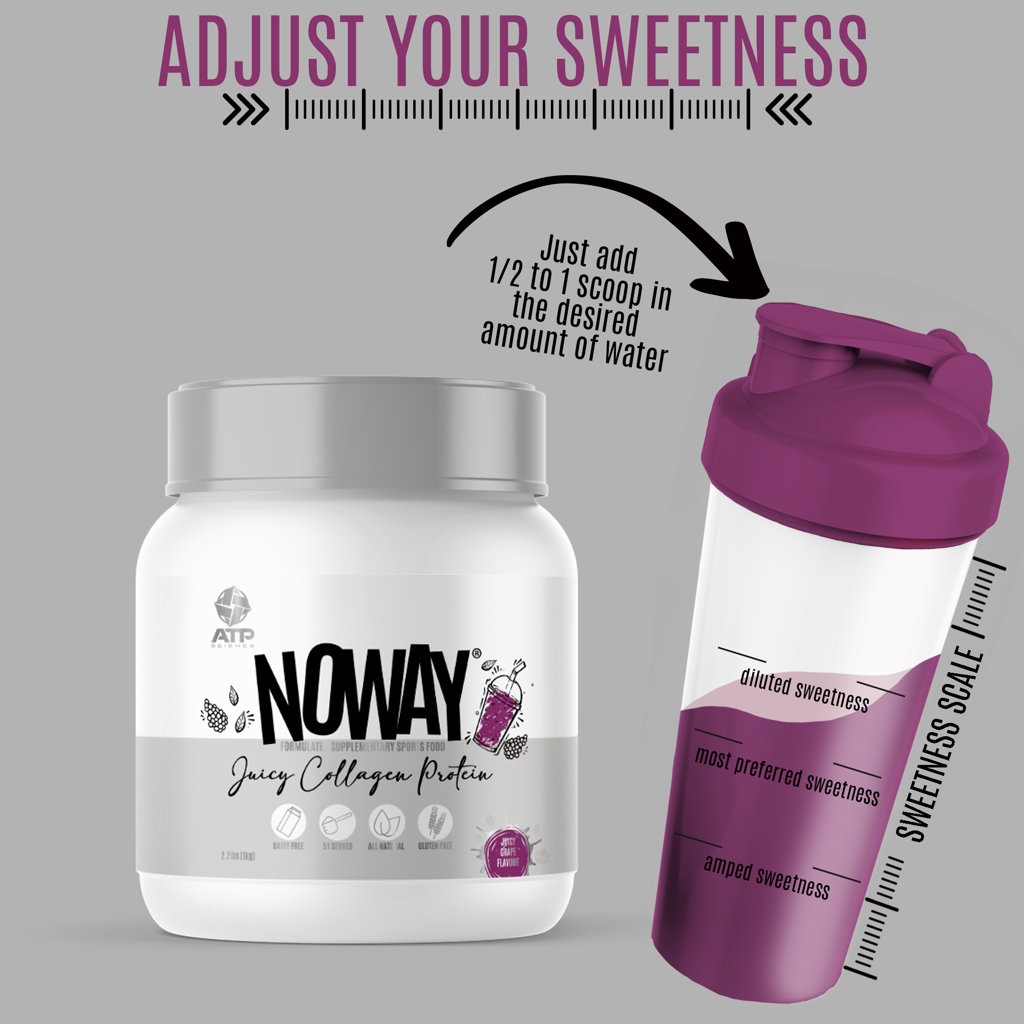 NOWAY Juicy Collagen Protein 1kg - Grape